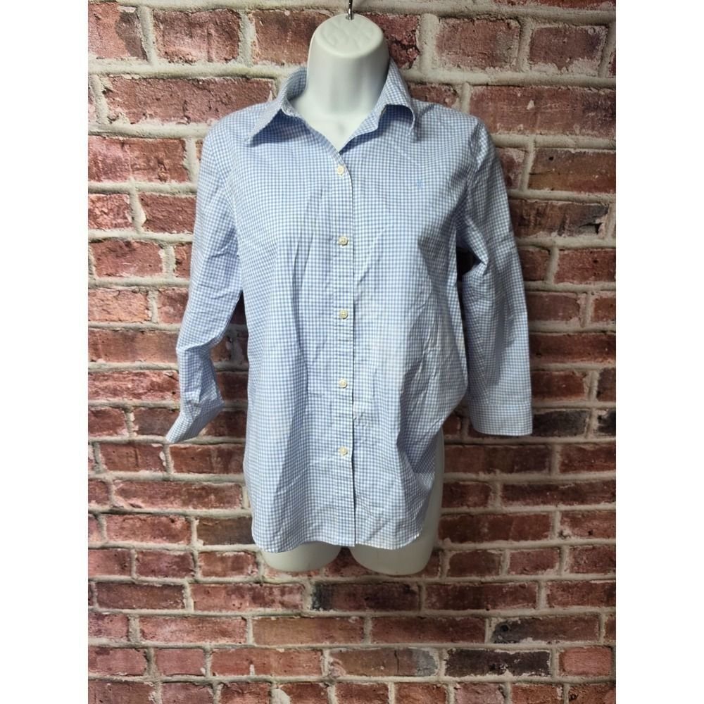 Women's LAUREN RALPH LAUREN Non-Iron Gingham Check Button Down Shirt‎ Size XS